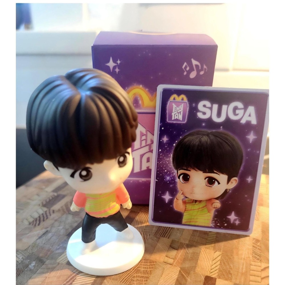 McDonald's TinyTAN x BTS Suga #3 Figure & Card Throwback Edition Toy Boxed